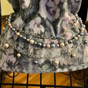 Silver & Tri-color Pearl Chain Belt
